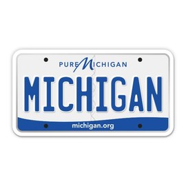 Squiddy Michigan State License Plate Style - Vinyl Sticker Decal for Phone, Laptop, Water Bottle (3.5" Wide)