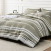 Bedsure Queen Comforter Set 7 Pieces, Olive Green Striped Bedding