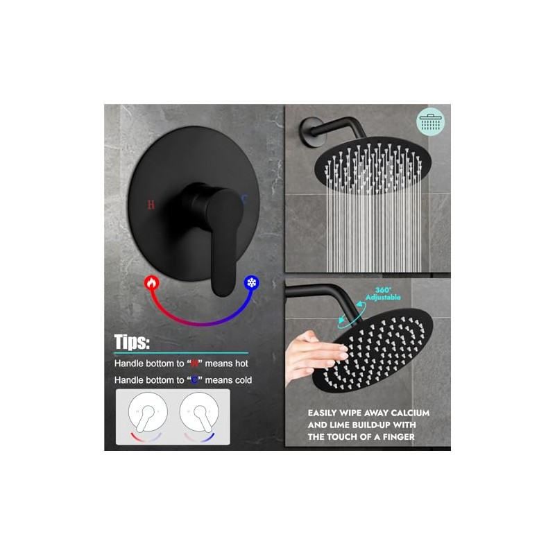 Heyalan Shower Faucet Set with Valve, Bathroom Shower System, Wall