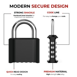 Zenora 2 Pack Heavy Duty Combination Padlocks with Code 52mm 4 Digit Specially Designed for Outdoor Padlock Weatherproof with Hardened Steel Shackle, Ideal for Doors, Garage, Gym & Fences