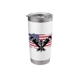 Plumbing Wrench American Flag Pipe Wrenches Pipefitter Stainless Steel Insulated Tumbler