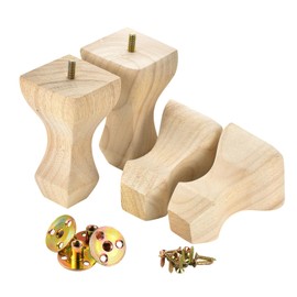 Set of 4 Unfinished Wood Furniture Legs 4.72inches with M8 Predrilled Bolt DIY Replacement Sofa Couch Chair Ottoman Loveseat Cabinet Storage Cube Legs
