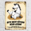 Metal Sign with White Horse Motif and Saying "Bitte nicht