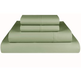 Threadmill Home Linen 800 Thread Count Twin XL Sheets Sets - 100% Extra Long Staple Cotton Sheets for Twin XL Size Bed, Luxury 3 Piece Bedding Set with Deep Pocket Fitted Sheet, Solid Sateen, Sage