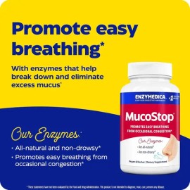 Mucostop Enzymedica 48 Cáps Reconfortante Ayuda Respiratoria Sin Sabor
