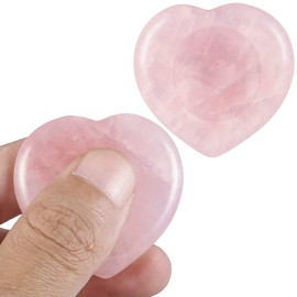Nupuyai Rose Quartz Thumb Stone Worry Stone Heart Gemstone Massage Stone Palm Stone for Reiki Healing