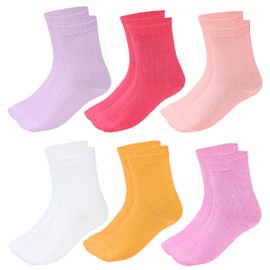 TupTam Children's Socks Colourful Patterned Pack of 6 for Girls and Boys, Pink Apricot Yellow Purple White Coral