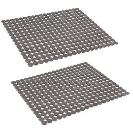 2 Pcs Kitchen Sink Mats, OTHWAY PVC Sink Mat Protector For Stainless/Porcelain Steel Sink, 15.8" x 11.8"inch XL Mats for Kitchen Sink, Quick Draining Dish Drying Mats (Grey)