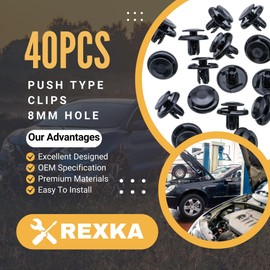 Rexka 40pcs Fender Liner Splash Shield Bumper Retainer Clips Fastner 91512-SX0-003 Fits Honda Acura Accord Civic Cr-z Fit Insight Odyssey Passport Pilot Ridgeline ILX Mdx RDX RLX Tl TLX Tsx