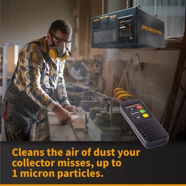 POWERTEC 3-Speed Remote Controlled Air Filtration System Woodworking (300/350/400 CFM), Hanging Air Filter for Dust Collector & Workshop, Air Purifier for Garage (AF4001)