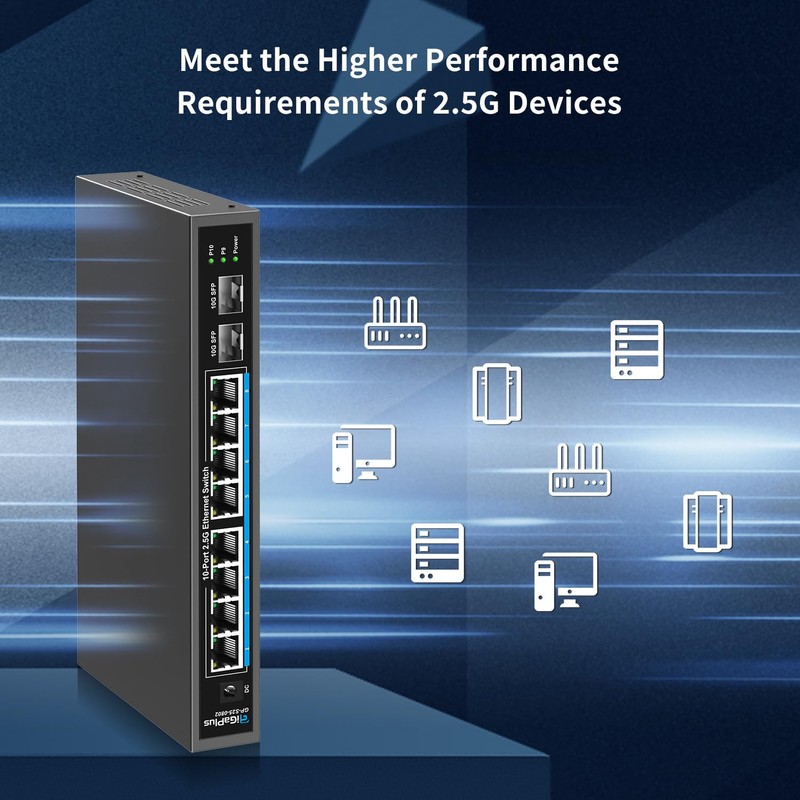 10 Port 2.5Gb Unmanaged Ethernet Switch with 8* 2.5G Base-T