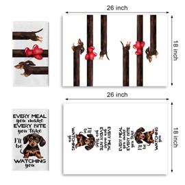 Croar Dachshund Dog Kitchen Dish Towels Set of 2, Love Hearts Balloons Drying Hand Towel Baking Cooking Cloth, Home Decoration Pet Lover Gifts 18 x 26 Inches