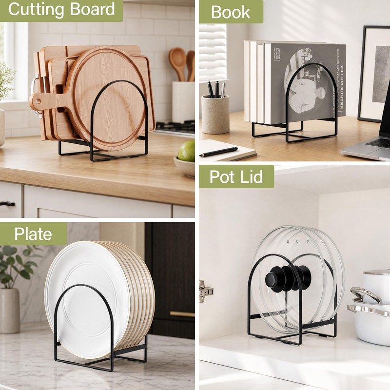 Delamu 4 Pack Plate Organizer for Cabinet Plate Rack Holder