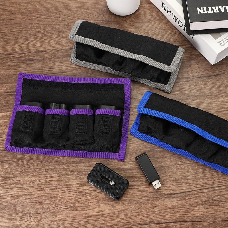 PATIKIL Camera Battery Pouch Cases, 4 Pocket Nylon DSLR Battery