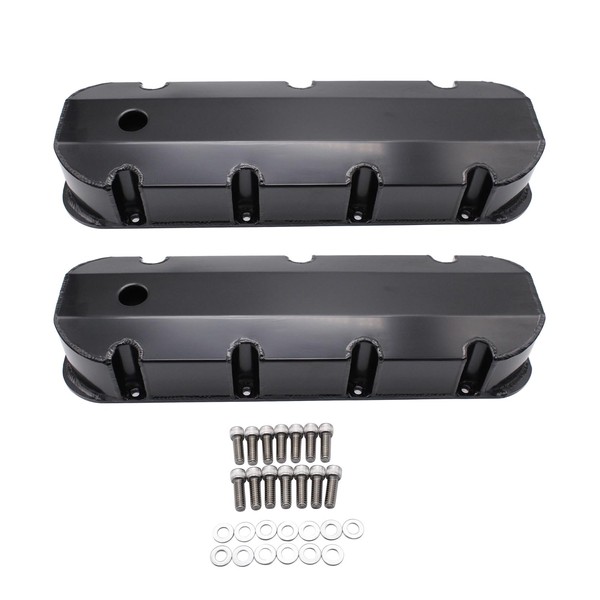 TAKPART Black Fabricated Aluminum Tall Valve Covers Compatible for Big Block Chevy BBC 396 427 454 502