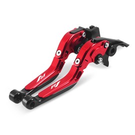 MFGZD Motorcycle Brake Clutch Levers Foldable Extendable CNC Compatible with Yamaha R1 2015-2024 Adjustable Brake Lever and Clutch Lever Modified Parts (Red)