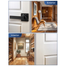 Mengico 1 Pack Modern Door Handle,Black Door Lock,Door Lever Left and Right-Handed Dummy Lever