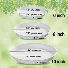 OVZILKI 6 8 10 inch Plant Saucer, 12 Pcs Heavy Sturdy Plastic Planter Trays Pot Tray for Indoor Outdoor, Plant Water Plate Drip Trays for Pots, (White)