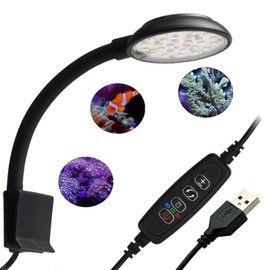 GERUI Aquarium Light, Clip-on Aquarium Lamp with White and Blue Light, 7 W for 20-40 cm Aquariums with Timer and Memory Function, Suitable for Aquatic Plants and Freshwater Aquariums