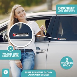 Vehicle is Equipped with Audio and Video Recording Stickers | Recording Device in Car Vinyl Sticker Signs | in Car Camera Recording | 2 Pack Small Stickers | Glossy 5x1 Inches Outdoor Vinyl Stickers