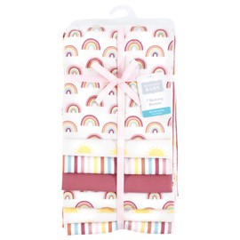 Hudson Baby Unisex Baby Cotton Flannel Receiving Blankets 7-Pack Bundle, Sunshine and Rainbows, One Size