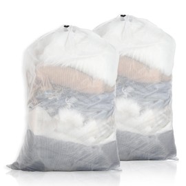 Large Laundry Bag for Washing Machine, Pack of 2 Laundry Net Fine Mesh with Drawstring 60 x 90 cm Reusable Laundry Bag Closure Laundry Net for Coats Bath Towel Curtains Rugs Down Jackets