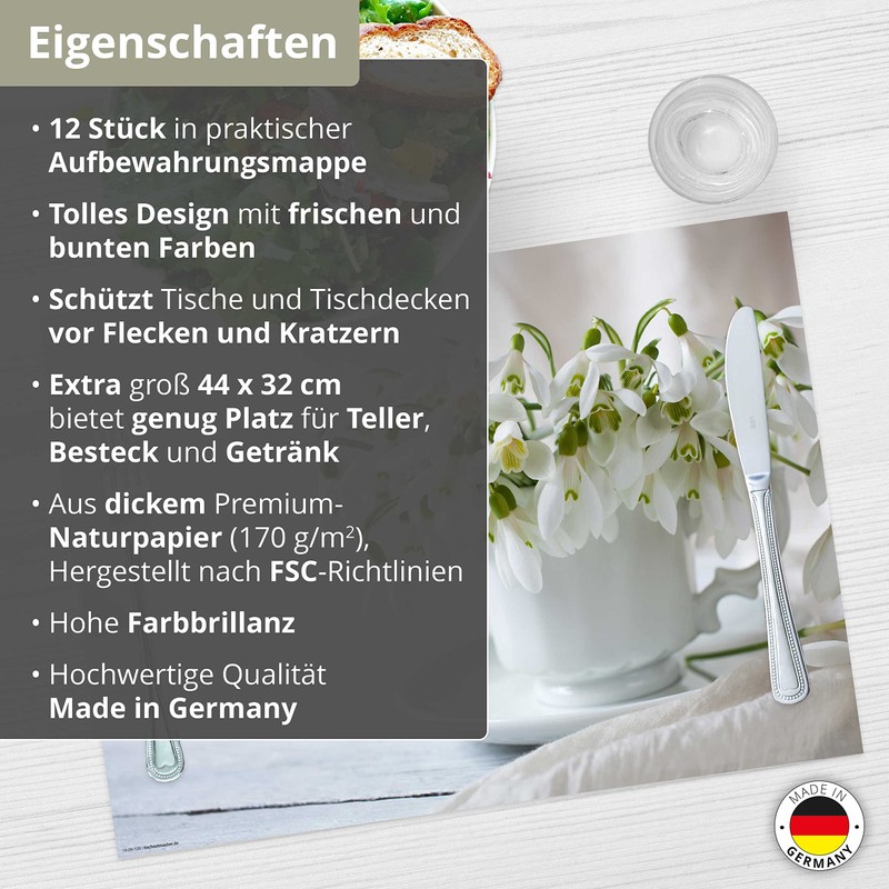 Place Mat - Snowdrops in Cup - Pack of 12