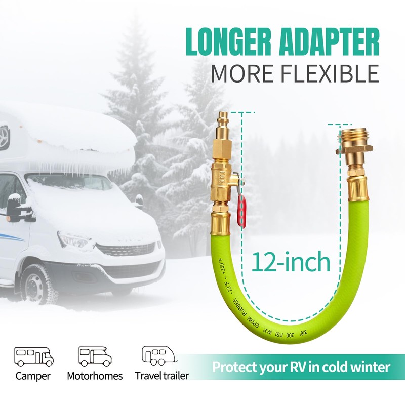 Minimprover Lead -Free Brass 16.9" Winterize Sprinkler System RV Motorhome