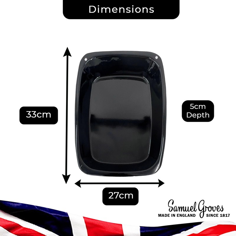 Samuel Groves Vitreous Enamel Roasting Tin, Medium 33cm Tray, UK