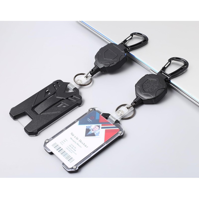 Xkey 2 Pack Retractable Keychain Heavy Duty Carabiner Badge Holder,