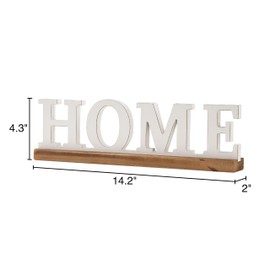 Sintosin Rustic Home Decor Signs for Tabletop 14 inches, Boho Distressed White Wooden Signs for Home Decor Farmhouse, Christmas Decorations for Indoor Living Room Shelf Bedroom