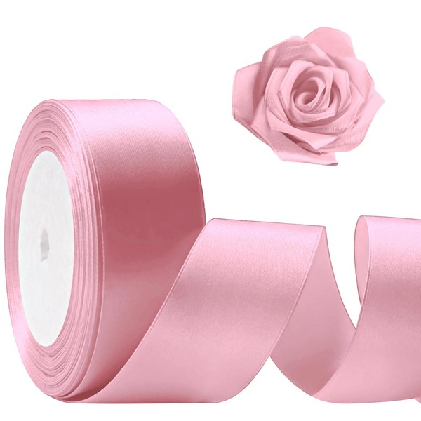 Flezoo Flezoo 25 Yards Pink Satin Ribbon 1 1/2inch, Single