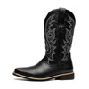 CHUUMEE Men's Fashion Round Toe Embroidered Western Cowboy Boots (Black