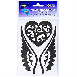 Seward Street Studios Reflective Decals Heart and Wings Set - Winged Heart Safety Sticker Kit - Tribal Tattoo Reflector Stickers