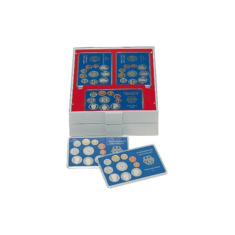 Lindner 2407 Collection Boxes for Mint Sets of German Coins-Gray
