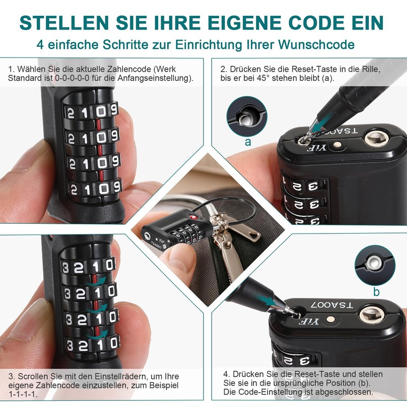 ZHEGE TSA Suitcase Lock, TSA Lock 4 Digit, Tent Lock,