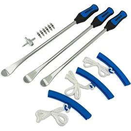 NEIKO 20601A 14.5” Steel Tire Spoons Tool Set, Tire Tools Include 3 Piece Tire Spoons, 3 Piece Rim Protector, Valve Tool, 6 Piece Valve Cores, Motorcycle Tire Changer, Dirt Bike Tire Levers
