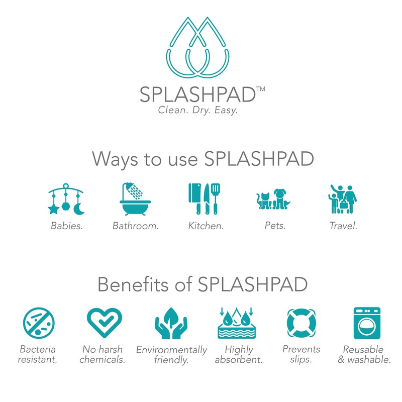 SPLASHPAD Bathroom Sink Mat, Clean and Dry Countertop Protector, Better