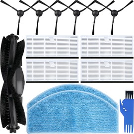 EATBALE Accessory Kit for Honiture G20, G20 Pro, Tikom G8000, G8000 Pro, Evol 3s Robot Vacuum Replacement Spare Parts for Laresar, 1 Roller Brush, 4 HEPA Filters, 6 Side Brushes, 2 Mop Pads (13 pcs)