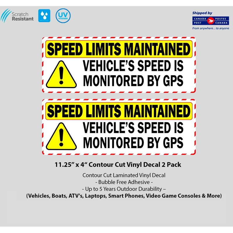 11.25" x 4" Vehicle's Speed Monitored By GPS Laminated Vinyl