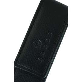 Cross Full Grain Italian Leather, Signature Perforated Detailing, Single Flip Top Pen Pouch with Secure snap, Black and Can Accommodate Any Cross Pen