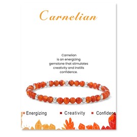 Uwiyo Genuine Natural Stone Bracelet for Women, 4 mm Pearl Bracelet with Silver Pearl, Elastic Gemstone Bracelet, Ball Bracelet for Women, Girls, Gift for Birthday, Mother's Day, Christmas, Stone, No