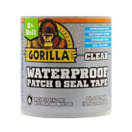 Gorilla Gorilla Waterproof Patch & Seal Tape, Clear Tape, 4" x 8' (Pack of 4) - Permanent Weather Resistant Seal for Leaks and Repairs