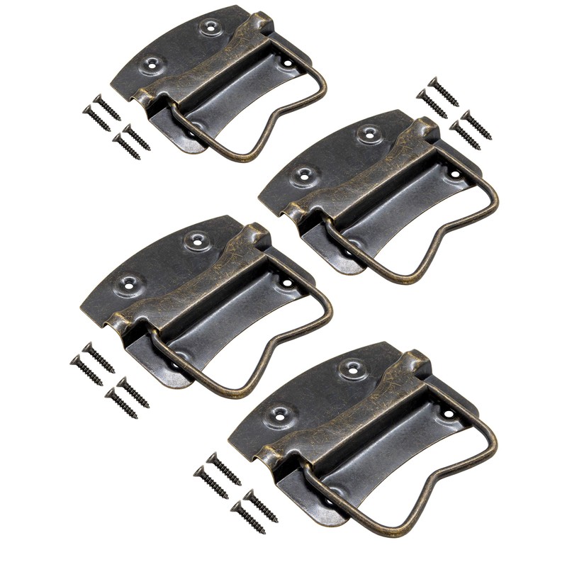 Fuxxer® 4 x Antique Folding Handles for Chests, Boxes, 55