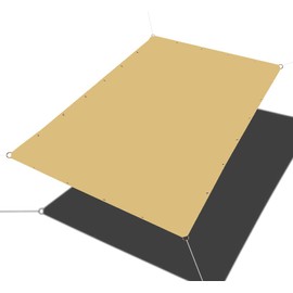 Alion Home Straight Edge Waterproof Woven Polyester Sun Shade Sail for Pergola Carport Awning Canopy Replacement (8x8 ft, Sand)