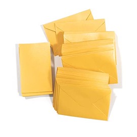 JEYEFFE Pack of 100 Colorful Envelopes Small Envelopes 7 x 11.2 cm Mini Envelopes for Cards for Wedding Party Birthday Gifts and Greeting Cards (Gold)