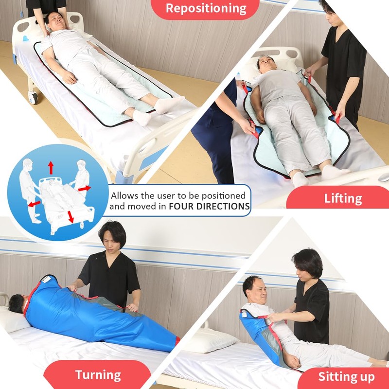 Ehucon Positioning Bed Pad with Handles,53”×30”Waterproof Transfer Mattress for Transferring/Turning/Lifting/Repositioning