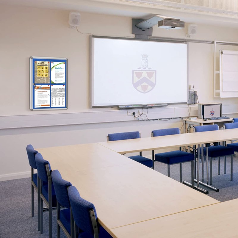 Swansea Fabric Bulletin Board Lockable Noticeboard Case with Aluminium Frame