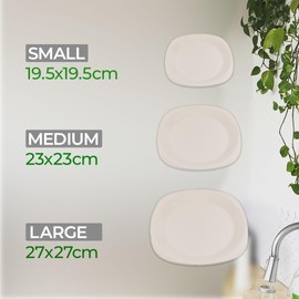 ECO 4 Pc Unbreakable Flat 19 x 19 cm White Round Plastic Plates | Small Bright Flat Kids Plates | Stackable Plastic Reusable Plate for Birthdays, Picnic, BBQ & Parties (White, Small)