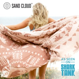 Sand Cloud Turkish Beach Towel - 100% Organic Cotton Turkish Bath Towels - Ultra Soft, Sand Free & Quick Dry Towel for Beach, Pool, or Picnic - As Seen on Shark Tank - Boho Terracotta